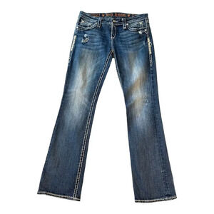 Rock Revival Women's Irene Easy Bootcut Jeans Size 6 (28)Blue Distressed Stretch
